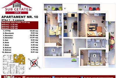 Apartament cu 3 camere în Sânpetru - 2