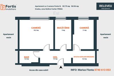 Apartament cu 2 camere decomandat în Nufărul - 13