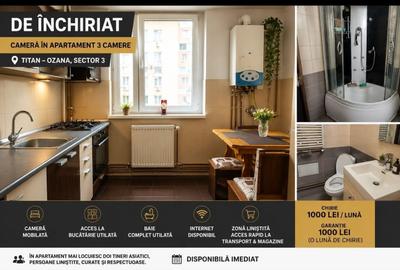 Apartament cu 3 camere decomandat în Titan