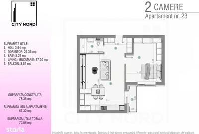 Apartament cu 2 camere în Nord