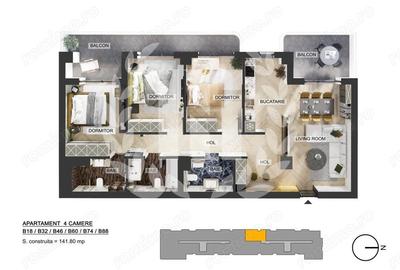 Apartament cu 4 camere semidecomandat în Central - 1