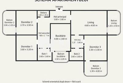 Apartament cu 4 camere decomandat, mobilat în Turnișor