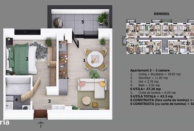 Apartament cu 2 camere în Central