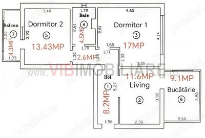 Apartament cu 3 camere decomandat, mobilat în Steaua