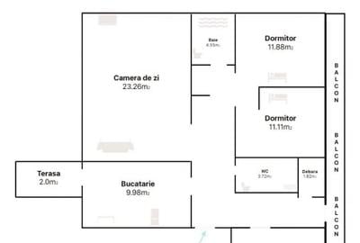 Apartament cu 4 camere decomandat, mobilat în Central