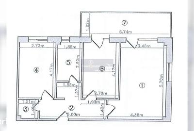 Apartament cu 3 camere în Central