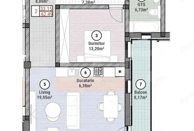 Apartament cu 2 camere semidecomandat în Moșnița Nouă - 1