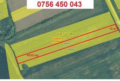 Teren de 8650 mp, în Sânmihaiu Român - 2