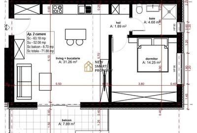 Apartament cu 2 camere în Central