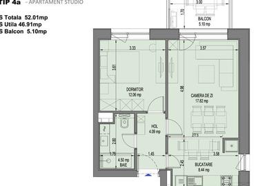 Apartament cu 2 camere decomandat în Pipera
