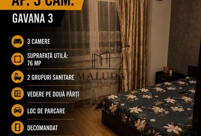 Apartament cu 3 camere decomandat, mobilat în Găvana 3
