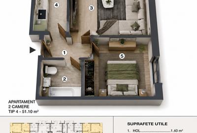 Apartament cu 2 camere decomandat în Bragadiru
