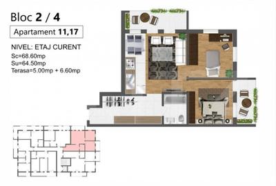 Apartament cu 3 camere decomandat în Central