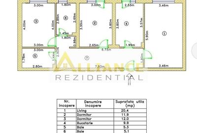 Apartament cu 3 camere decomandat în Central