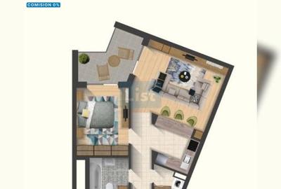 Apartament cu 2 camere semidecomandat, mobilat în Semicentral