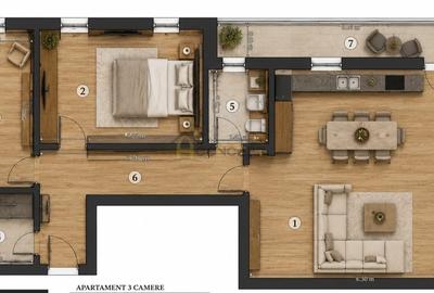 Apartament cu 3 camere decomandat în Nord - 2