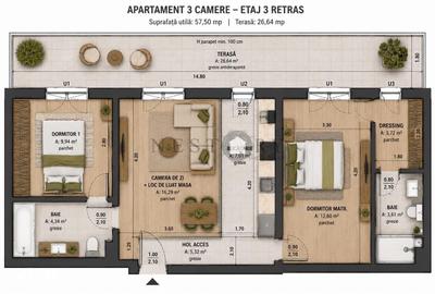 Apartament cu 3 camere în Florești - 3