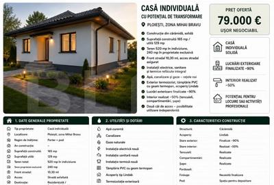 Casă cu 3 camere cu Canalizare în Mihai Bravu