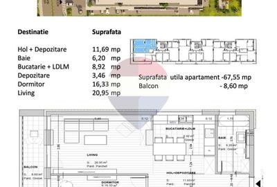 Apartament cu 2 camere decomandat în Noua