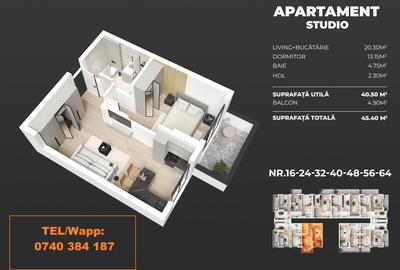 Apartament cu 2 camere semidecomandat în Sud