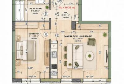 Apartament cu 2 camere semidecomandat în Central
