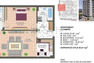 Apartament cu 2 camere decomandat în Cotroceni - 2