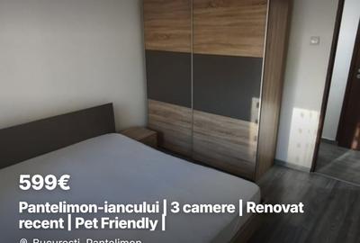 Apartament cu 3 camere decomandat, mobilat în Pantelimon