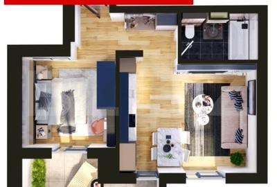 Apartament cu 2 camere semidecomandat în Torontalului