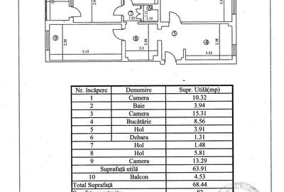 Apartament cu 3 camere decomandat în Central