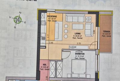 Apartament cu 2 camere decomandat în Tractorul - 2