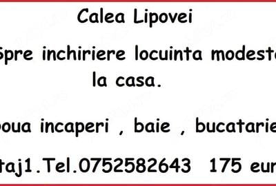 Garsonieră nedecomandată în Lipovei