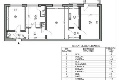 Apartament cu 3 camere semidecomandat în Hipodrom