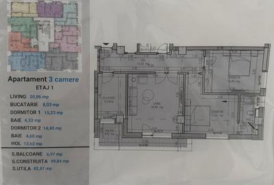 Apartament cu 3 camere în Sisești