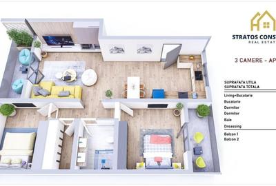 Apartament cu 3 camere în Central