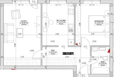 Apartament cu 2 camere semidecomandat în Exterior Vest