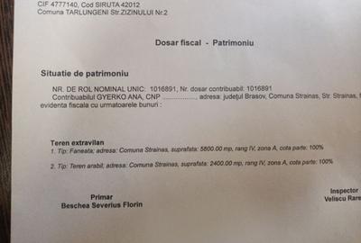 Teren extravilan de 2400 mp, în Tărlungeni