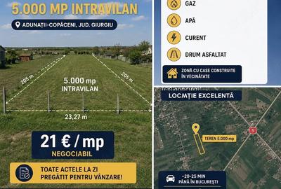 Teren de 5000 mp, în Adunații-Copăceni