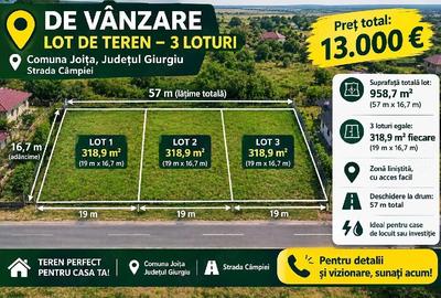 Teren de 318 mp, în Joița