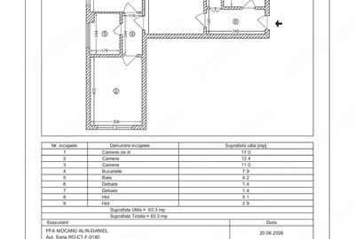 Apartament cu 3 camere semidecomandat în Central