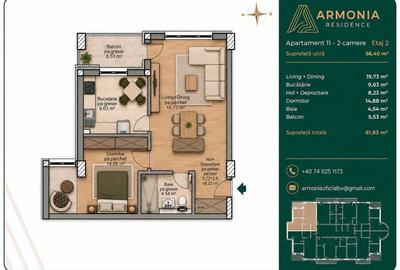 Apartament cu 2 camere semidecomandat în Tractorul - 2