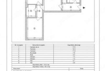 Apartament cu 3 camere semidecomandat în Central