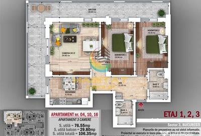 Apartament cu 3 camere decomandat în Titan