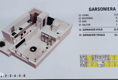 Garsonieră decomandată în Roșu