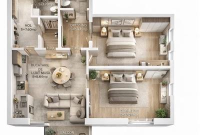 Apartament cu 3 camere în Calea Moldovei