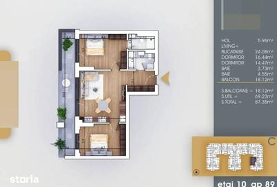 Apartament cu 3 camere decomandat în Central - 2