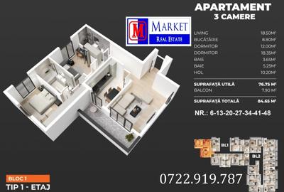 Apartament cu 3 camere decomandat în Central - 7