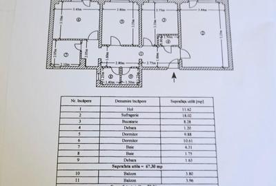 Apartament cu 3 camere decomandat în Militari