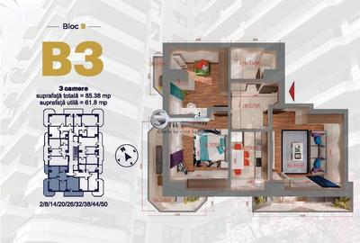 Apartament cu 3 camere decomandat în Copou