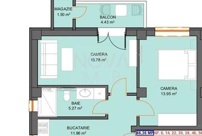 Apartament cu 2 camere semidecomandat în Central