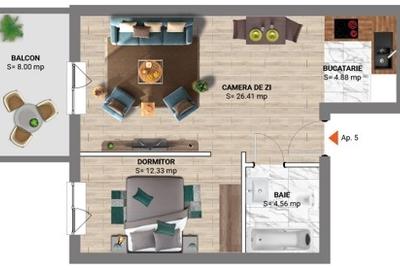 Apartament cu 2 camere decomandat în Nord - 1